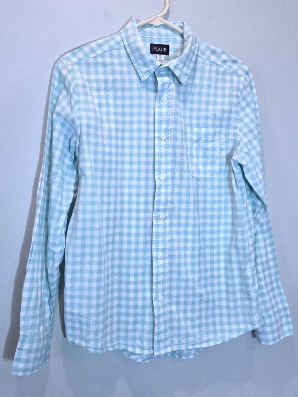 Place Turquoise Blue Gingham Button Down Shirt Size S